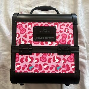 Hello Kitty, X impression Vanity slay case makeup box, leopard HTF Missing keys